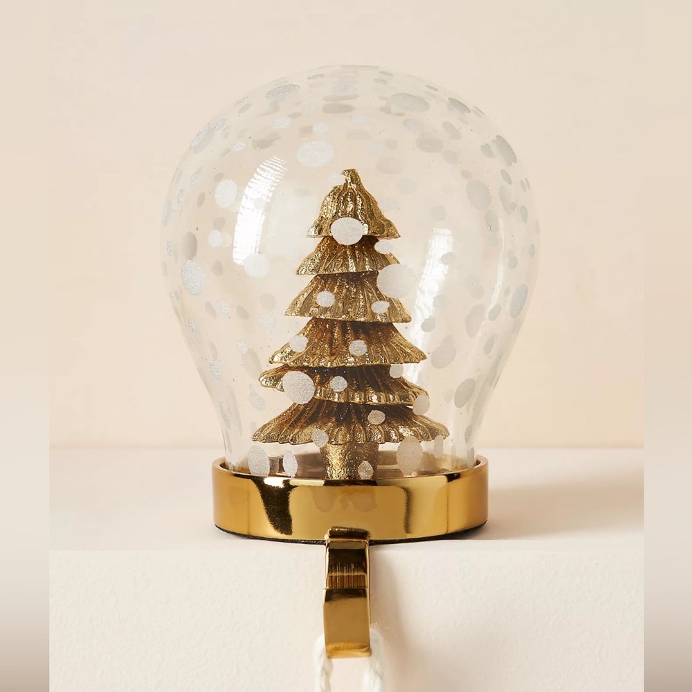 Anthropologie juniper tree snow globe stocking holder